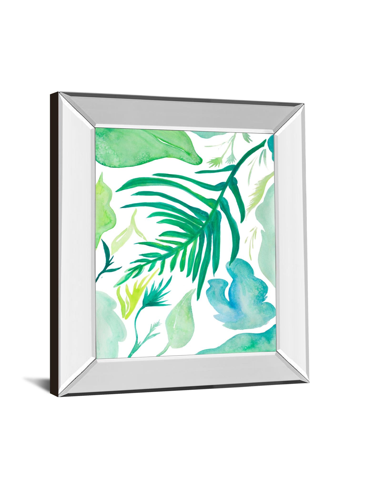 Mirrored Frame Green Water Leaves I By Kat Papa 22X26 Mirror Frame Print