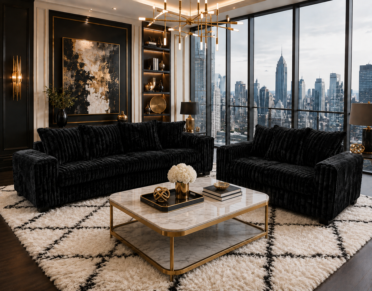 510-2PC Black - Sofa & Loveseat Set