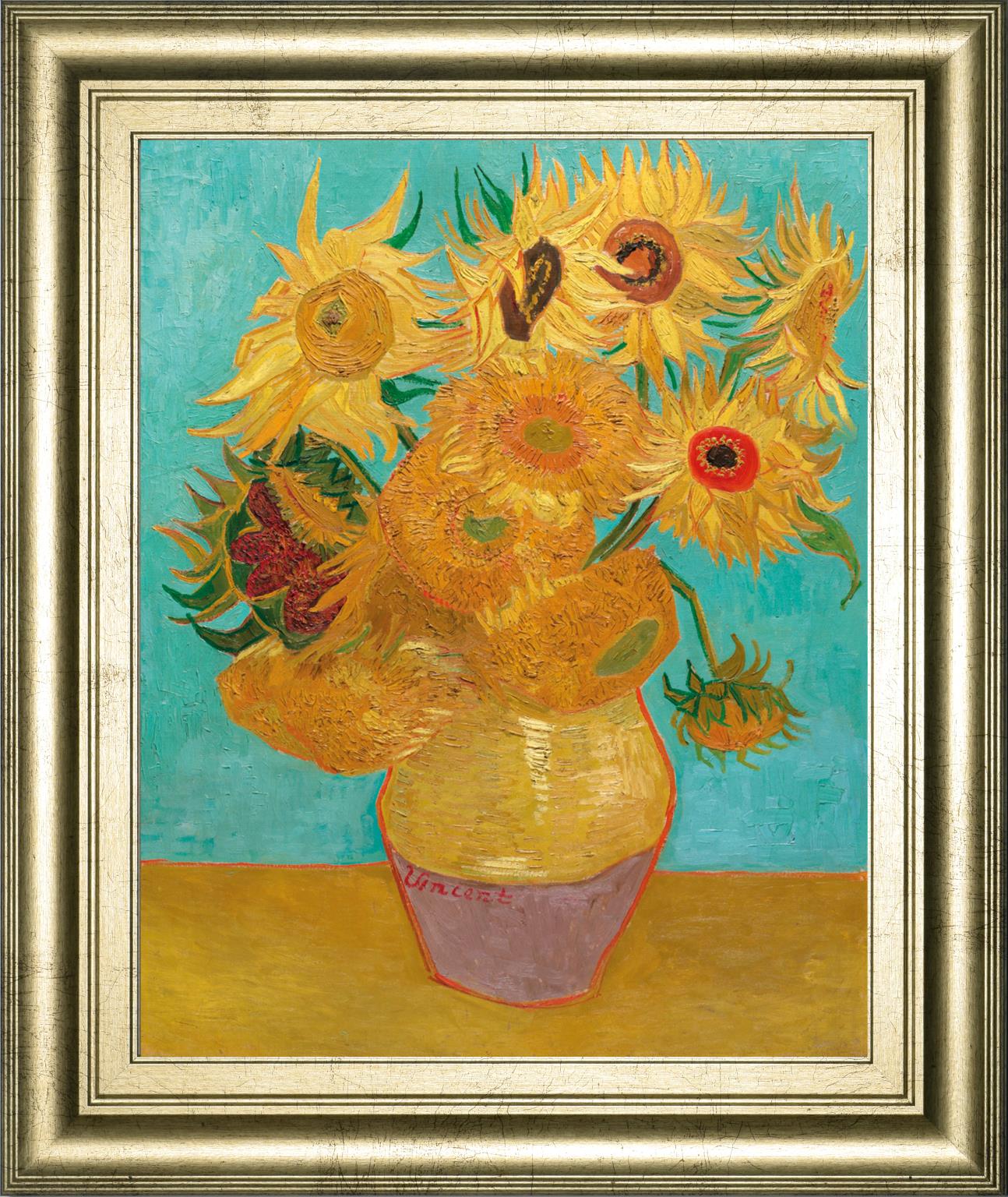Still Life Vase With Twelve Sunflowers, January 1889 By Vincent Van Gogh 22X26 Framed Print