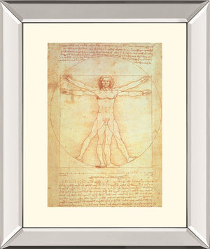 Vituvian Man By Leonardo Da Vinci 22X26 Mirror Frame Print
