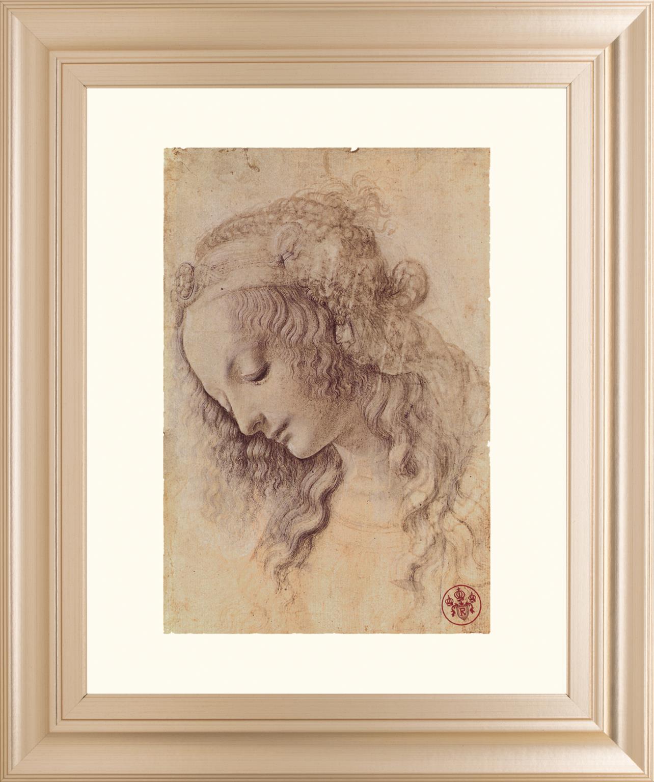 Testa Di Donna Di Profilo By Leonardo Da Vinci 22X26 Framed Print