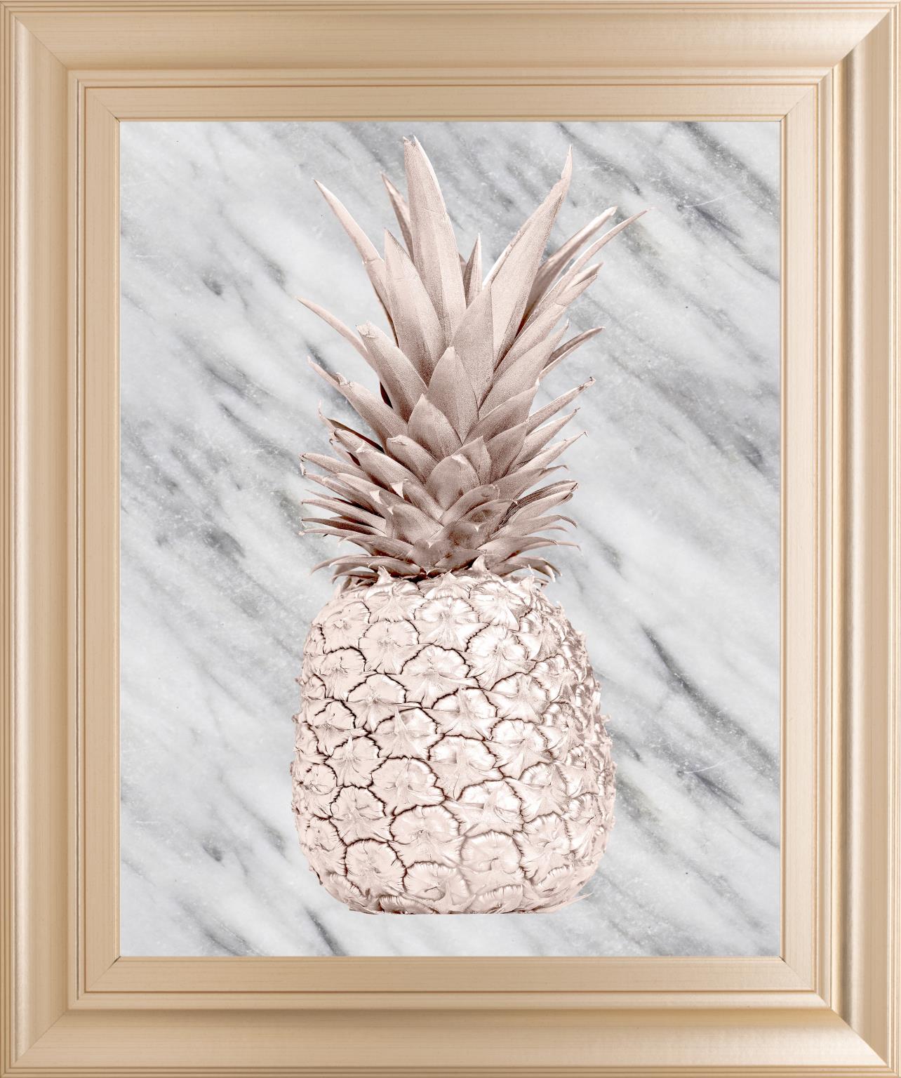 Rose Gold Pineapple On Gray Marble By Nature Magick 22X26 Framed Print
