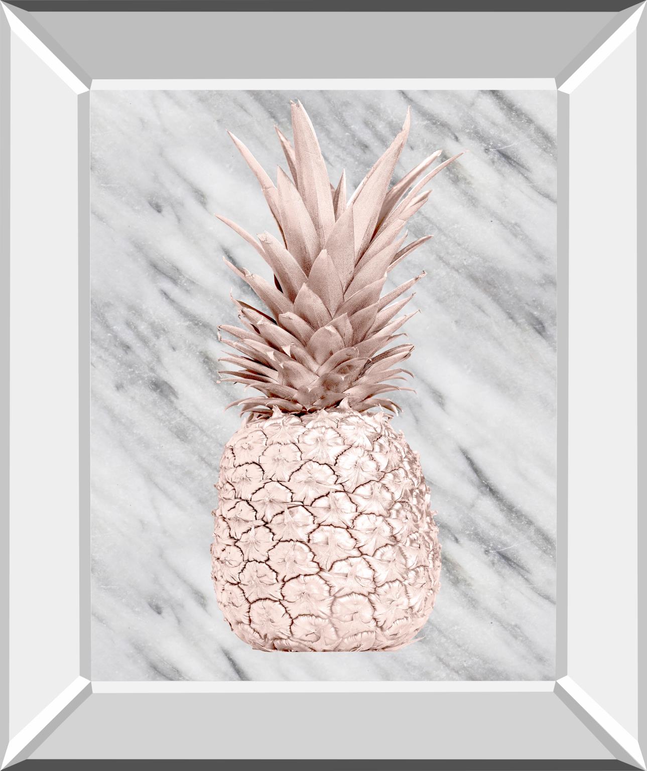 Rose Gold Pineapple On Gray Marble By Nature Magick 22X26 Mirror Frame Print