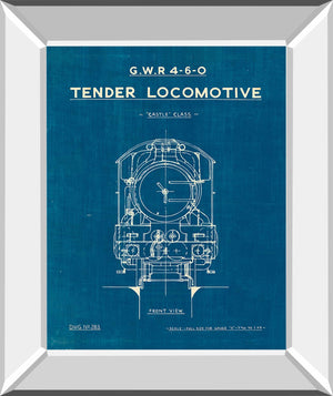Locomotive Blueprint Ii By Wild Apple Portfolio 22X26 Mirror Frame Print