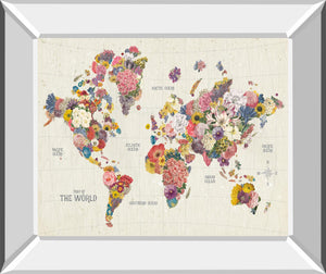 Botanical Floral Map Light Words By Wild Apple Portfolio 22X26 Mirror Frame Print