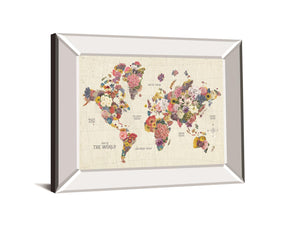 Botanical Floral Map Light Words By Wild Apple Portfolio 22X26 Mirror Frame Print