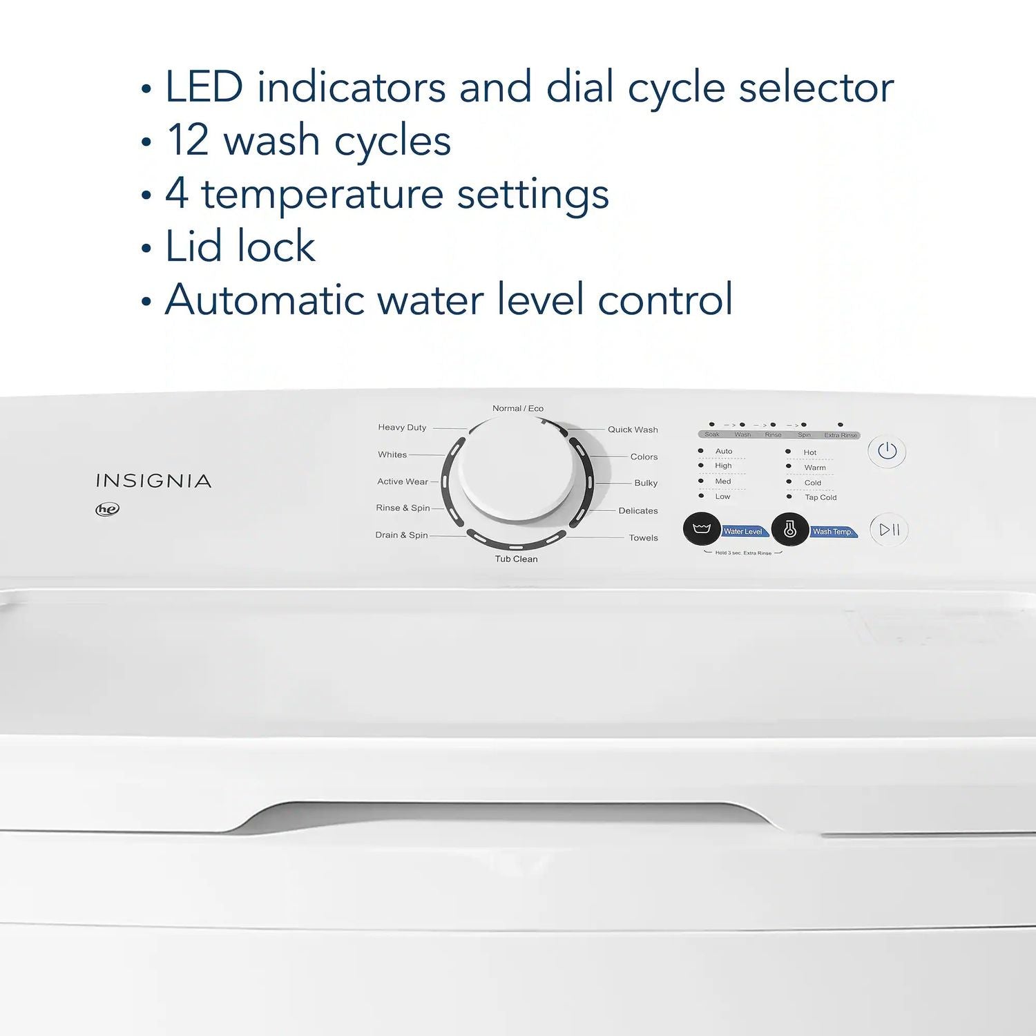 Package - Insignia™ - 3.7 Cu. Ft. High Efficiency 12-Cycle Top-Loading Washer and 6.7 Cu. Ft. Electric Dryer with Sensor Dry - White