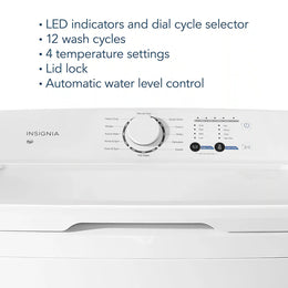 Package - Insignia™ - 3.7 Cu. Ft. High Efficiency 12-Cycle Top-Loading Washer and 6.7 Cu. Ft. Electric Dryer with Sensor Dry - White