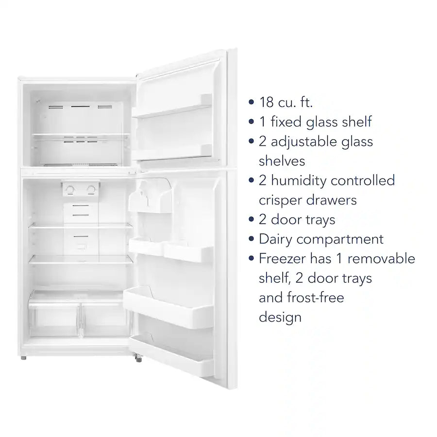 Insignia™ - 30 in. Wide 18 Cu. Ft. Top-Freezer Refrigerator with Handles - White