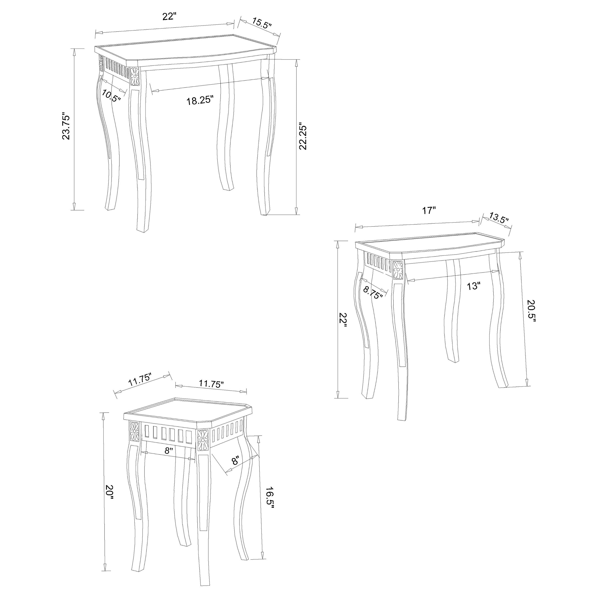 Daphne Rectangular Wood Nesting Table Set Warm Brown