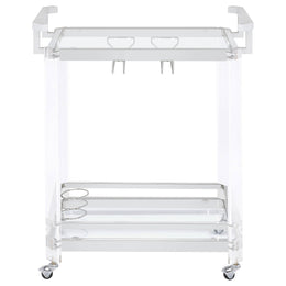 Jefferson 2-tier Glass Shelf Acrylic Bar Cart Chrome