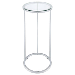 Kyle Oval Glass Top C-Shaped Sofa Side Table Chrome