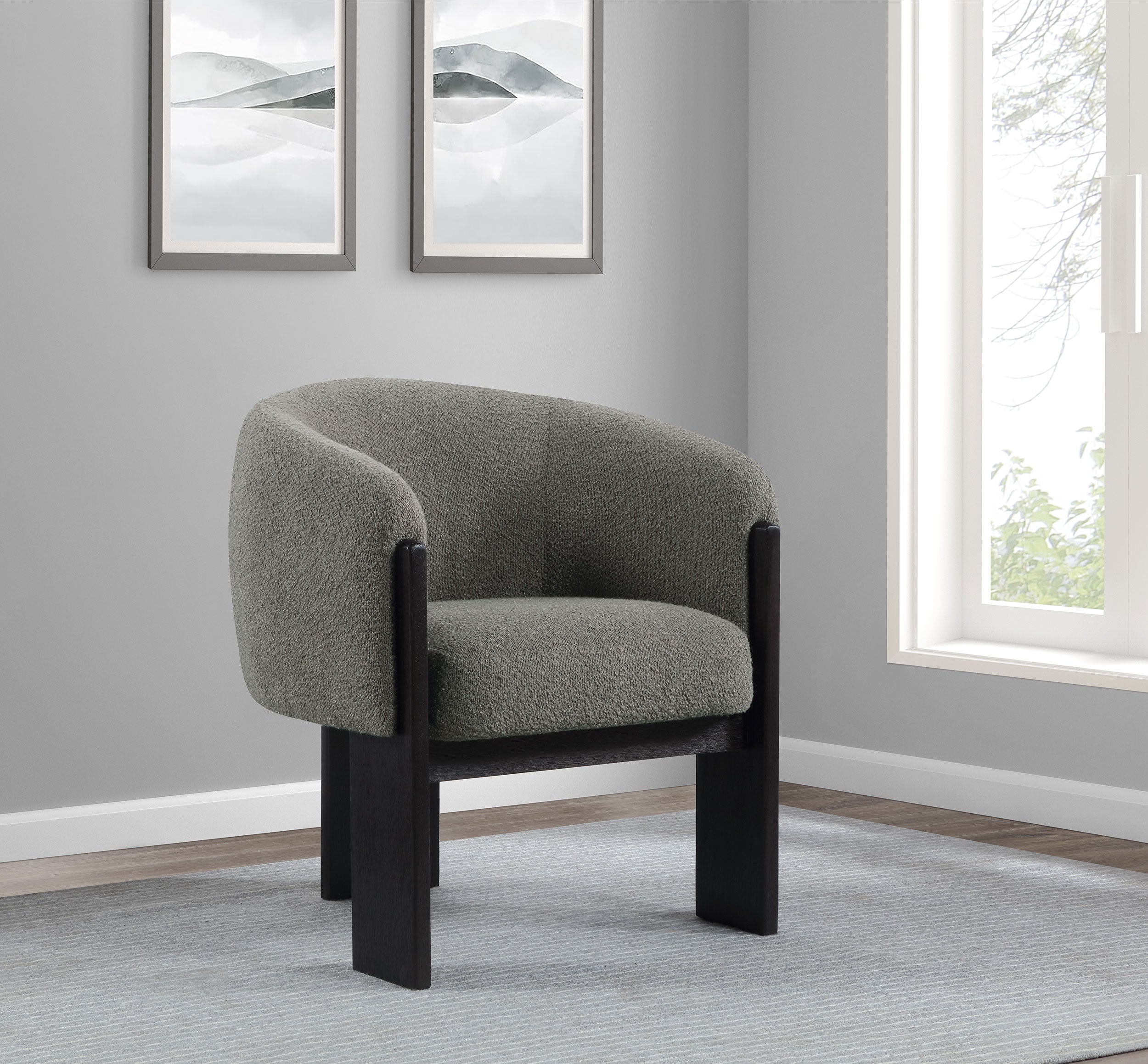 Valdez Boucle Upholstered Barrel Back Accent Chair Beige