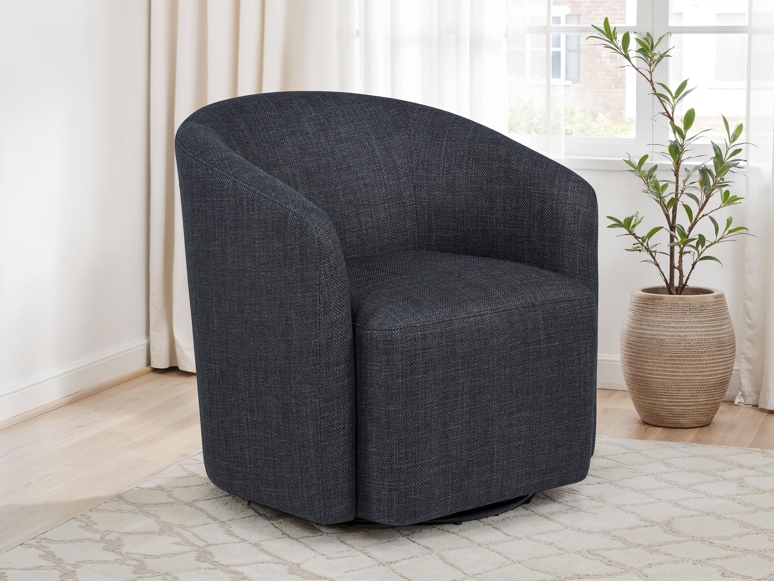 Mossbrook Fabric Upholstered Swivel Accent Chair