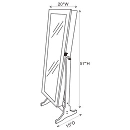 Tutuola Cheval Mirror with Jewelry Storage Black