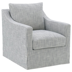 Winter Upholstered Sloped Arm Accent Swivel Chair Beige