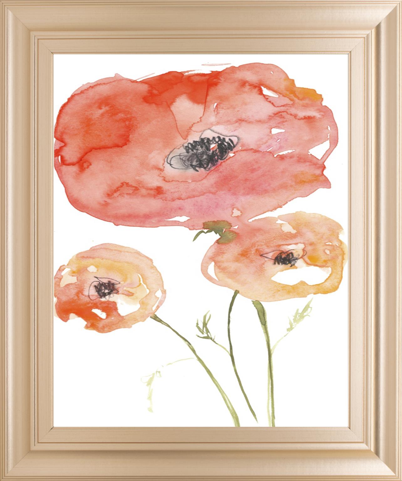 Neon Poppies Ii By Jennifer Goldberger 22X26 Framed Print