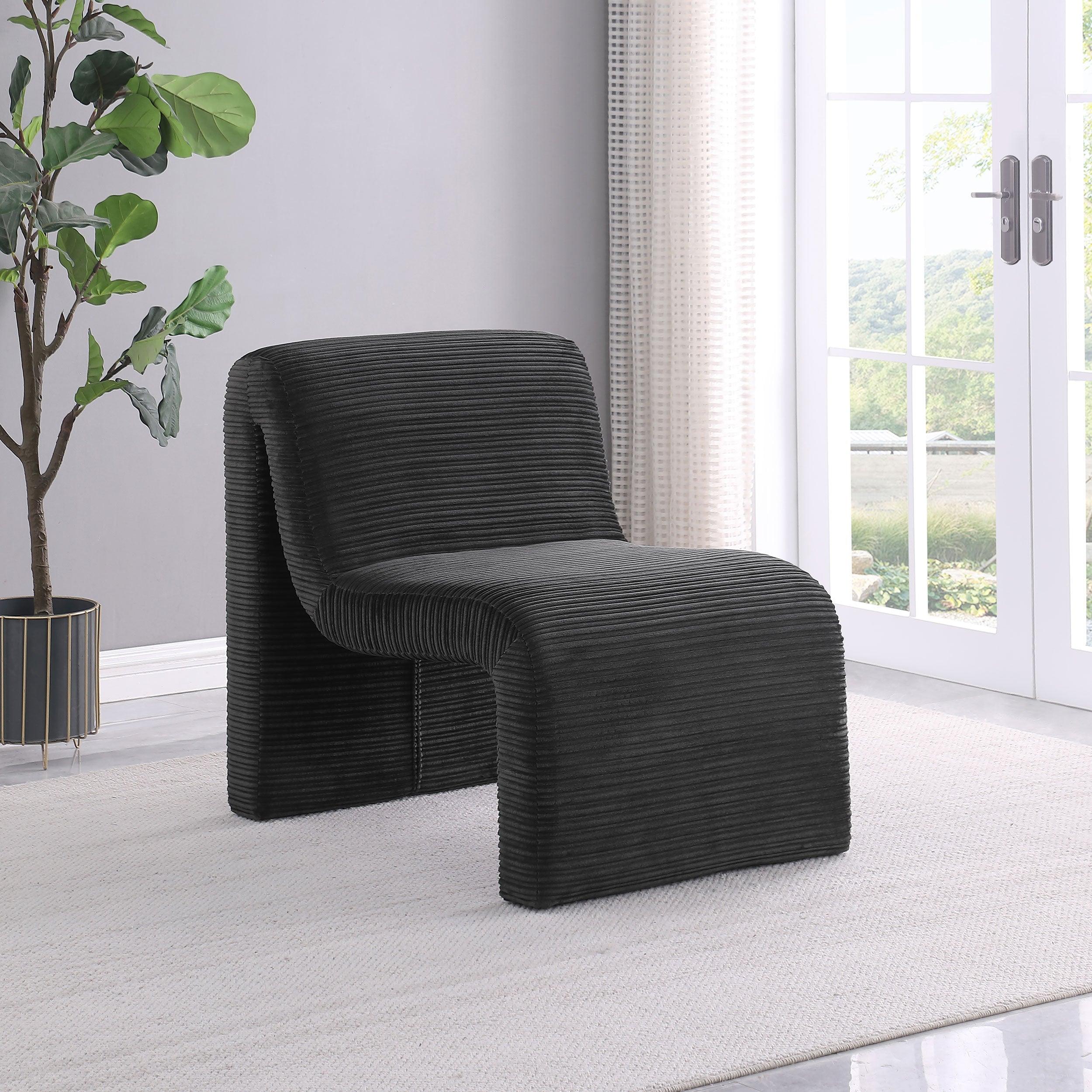 Drayton Upholstered Curved Armless Accent Chair Ivory