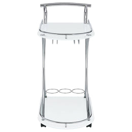 Elfman 2-tier Glass Shelf Metal Bar Cart Black and Chrome