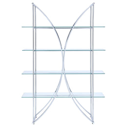 Larson 73-inch 4-shelf Glass Bookshelf Chrome