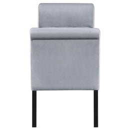 Farrah Velvet Upholstered Rolled Arm Storage Bench Beige