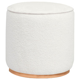 Zena Faux Sheepskin Upholstered Round Ottoman Black