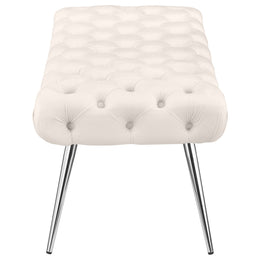 Ella Upholstered Tufted Bench Metal Legs Rust