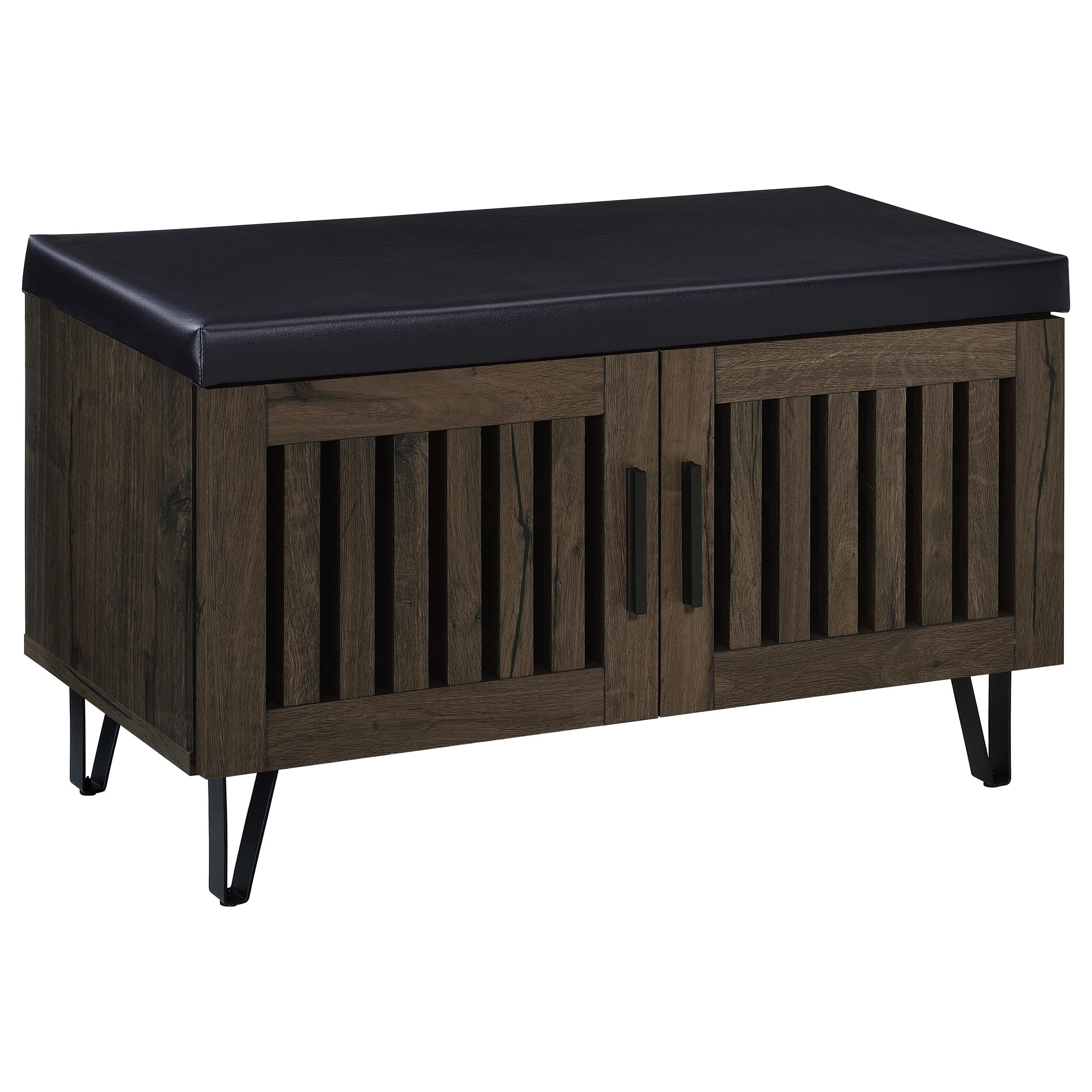 Brixton 2-door Padded Entryway Shoe Storage Bench Black