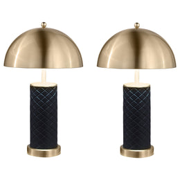 Ferris 23-inch Dome Quilted Table Lamp Black (Set of 2)