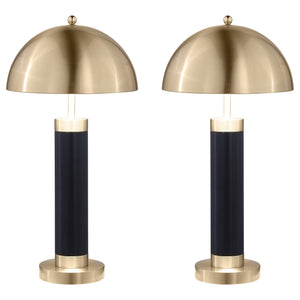 Conroe 28-inch Dome Shade Pillar Table Lamp Black (Set of 2)