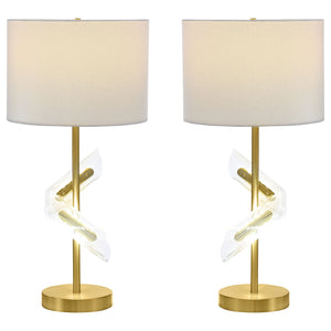 Kingsley 30-inch Drum Shade Table Lamp Gold (Set of 2)