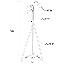 Miley 66-inch Spherical Bulb Tripod Tree Floor Lamp Gold