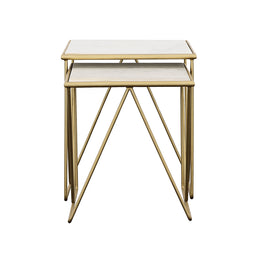 Bette Marble Top Nesting Table Set White and Gold