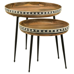 Ollie Solid Wood Bone Inlay Nesting Table Natural