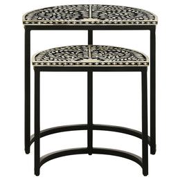 Zakiya Demilune Nesting Table Set Black and White