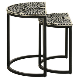 Zakiya Demilune Nesting Table Set Black and White