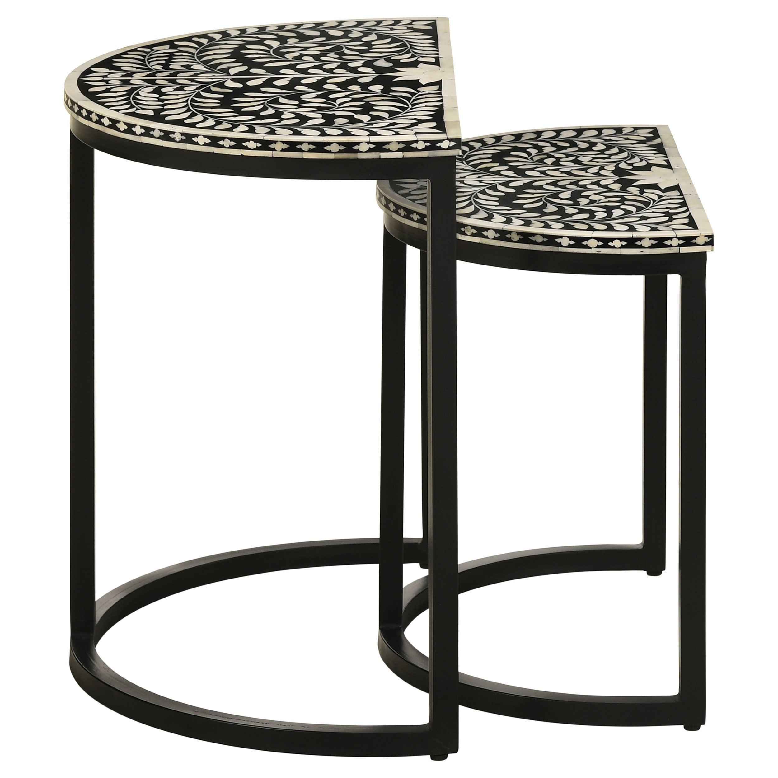 Zakiya Demilune Nesting Table Set Black and White