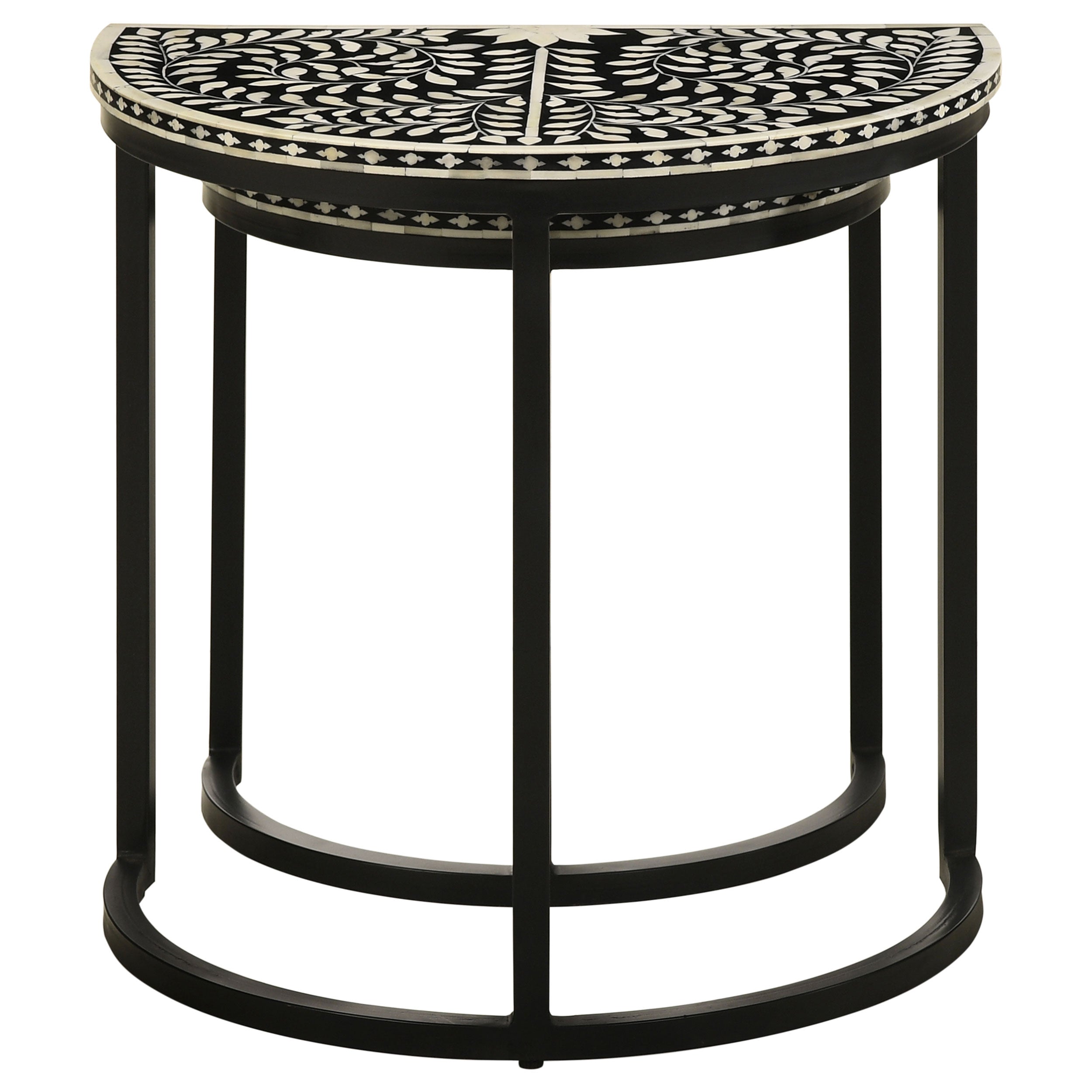 Zakiya Demilune Nesting Table Set Black and White