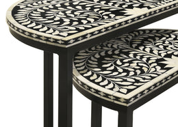 Zakiya Demilune Nesting Table Set Black and White