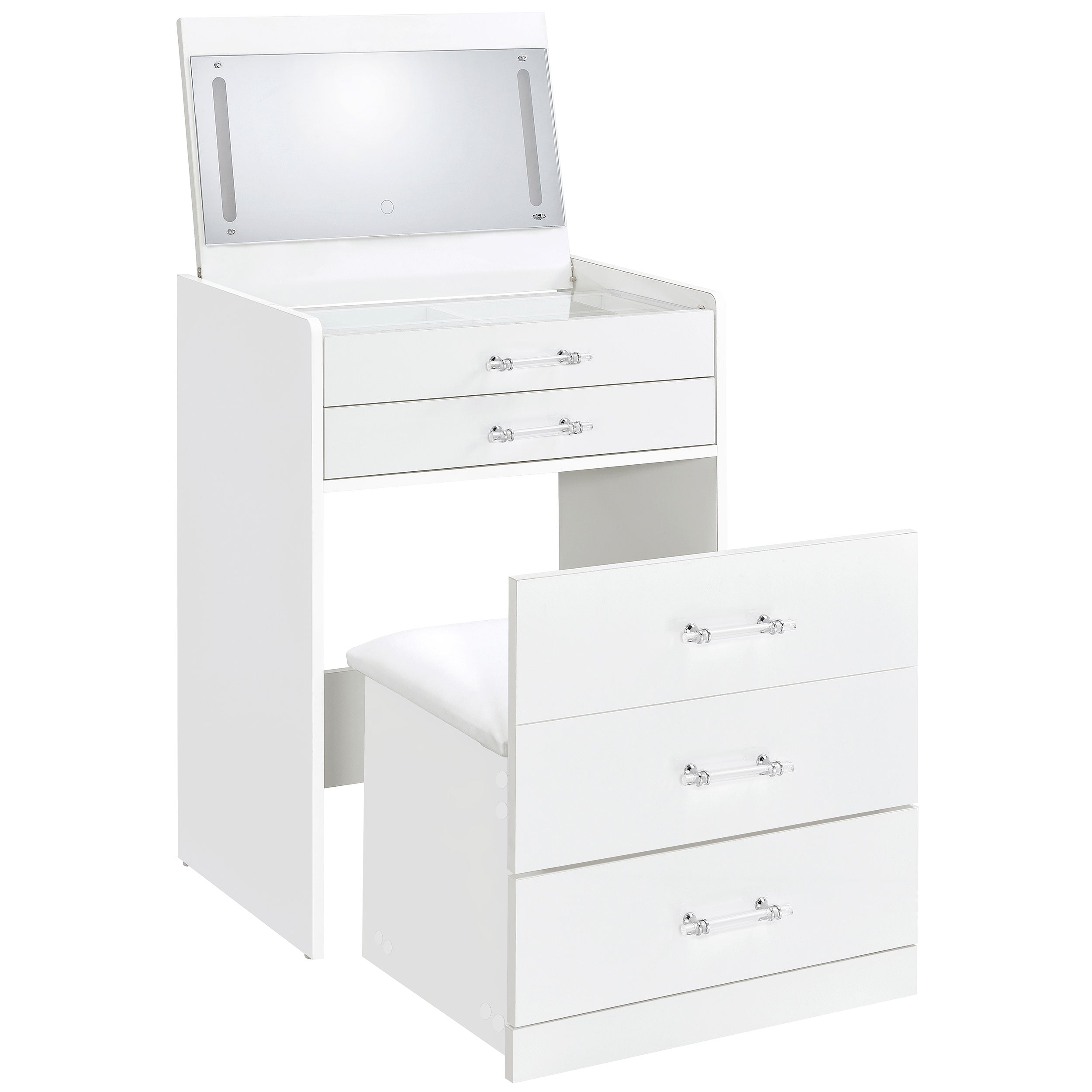 Danbury 3-drawer Makeup Vanity & Stool Set Black High Gloss