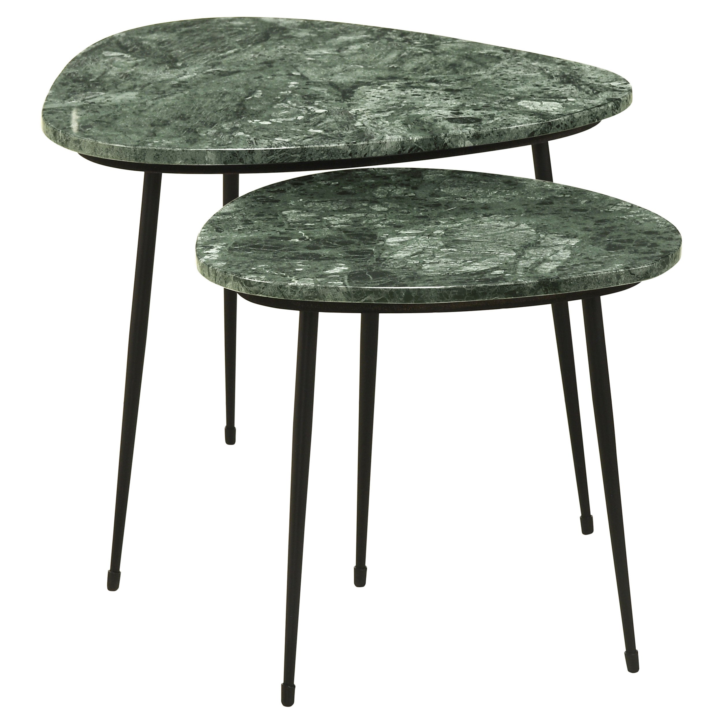 Tobias Triangular Marble Top Nesting Table Green