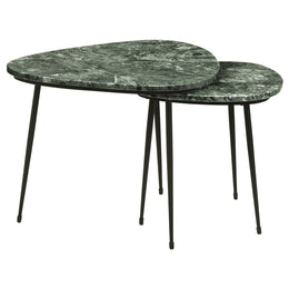 Tobias Triangular Marble Top Nesting Table Green