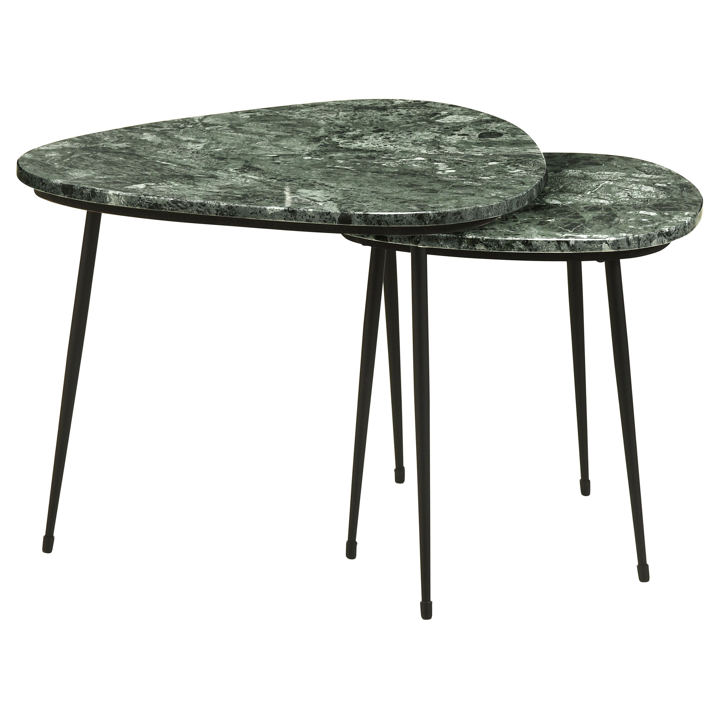 Tobias Triangular Marble Top Nesting Table Green