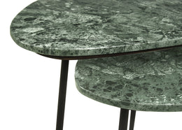 Tobias Triangular Marble Top Nesting Table Green