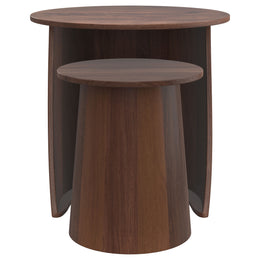Yency Round Mango Wood Nesting Table Set Dark Brown