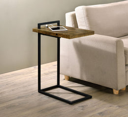 Maxwell C-shaped Side Table USB Charging Grey Faux Marble