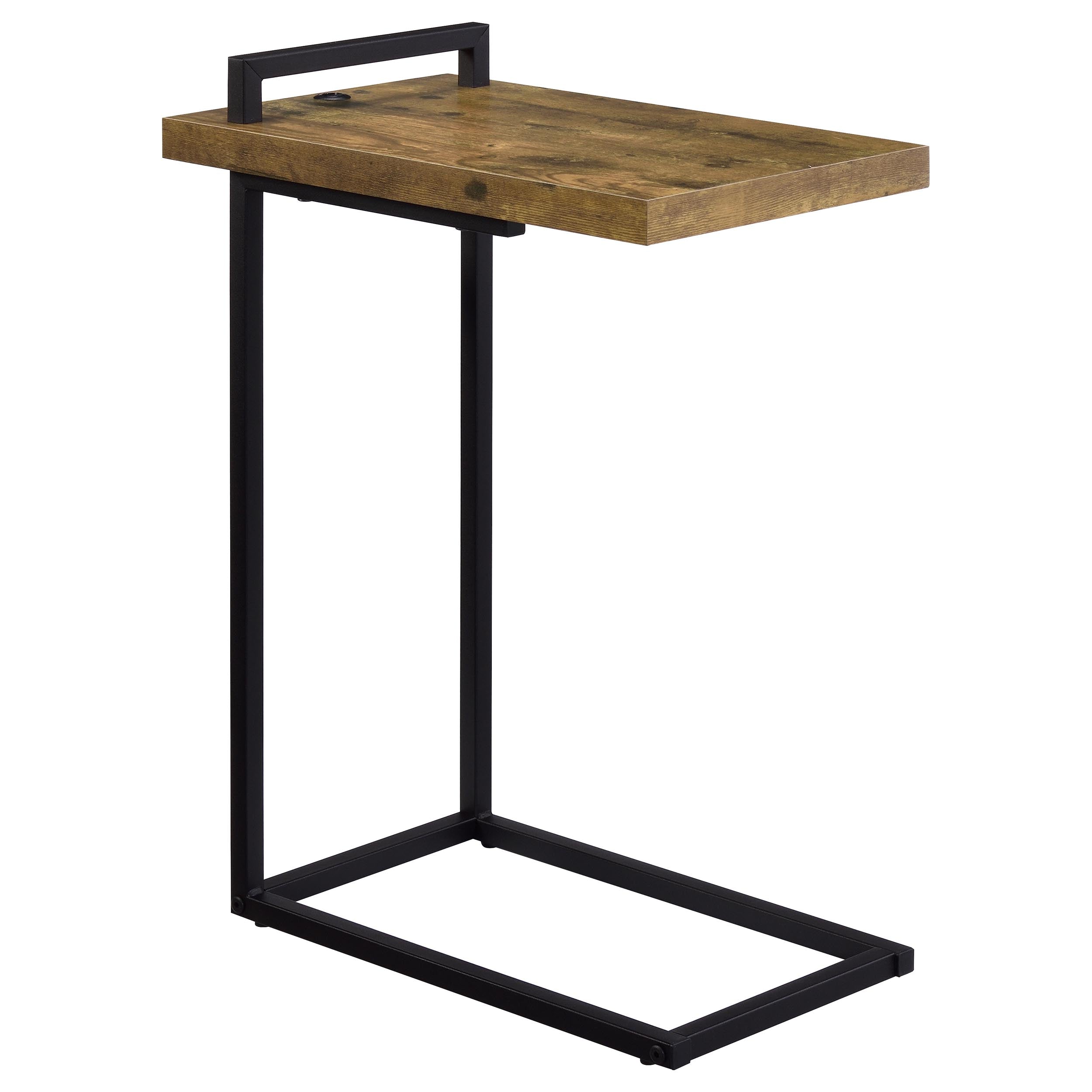 Maxwell C-shaped Side Table USB Charging Grey Faux Marble