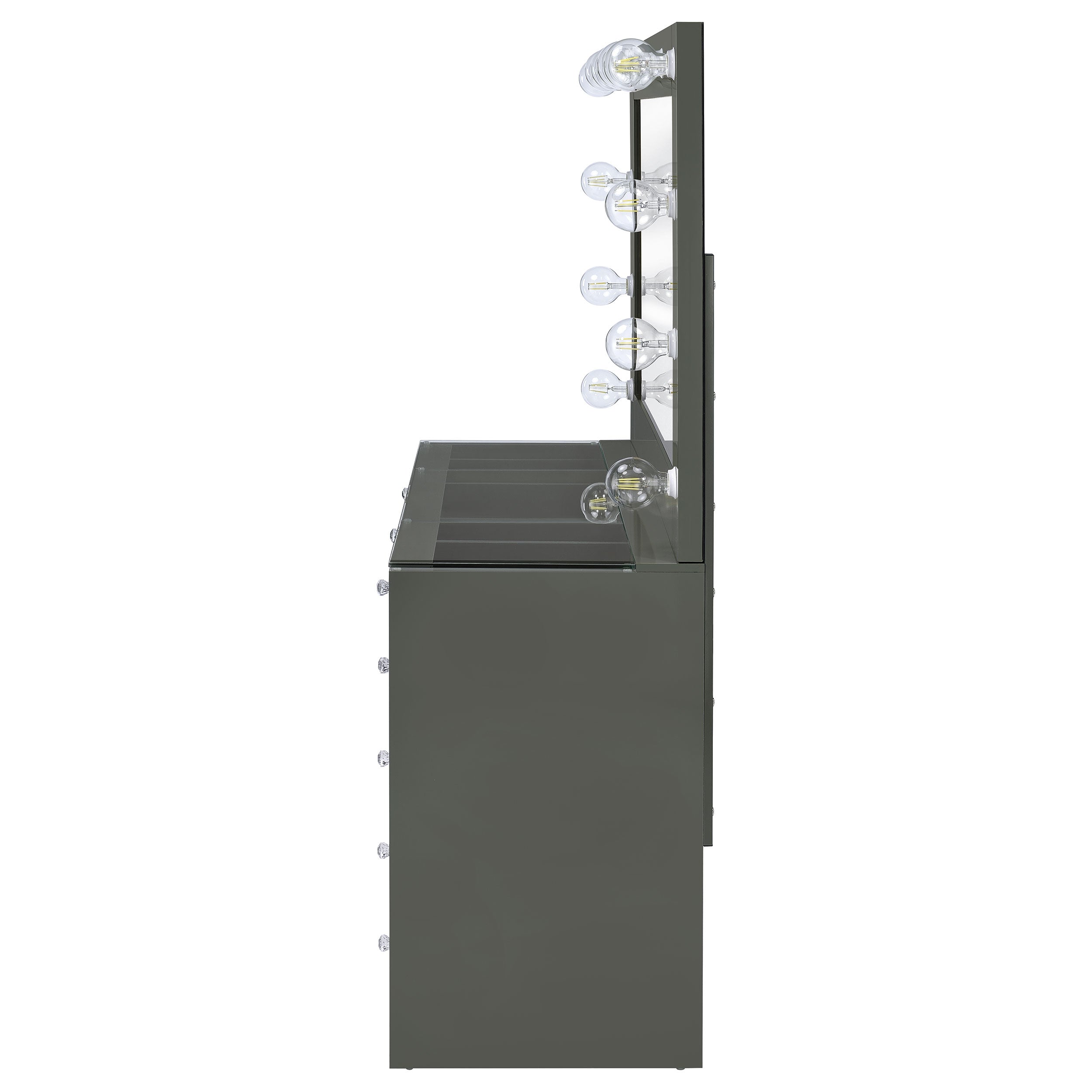 Acena 7-drawer Vanity Set with Lighting Black High Gloss