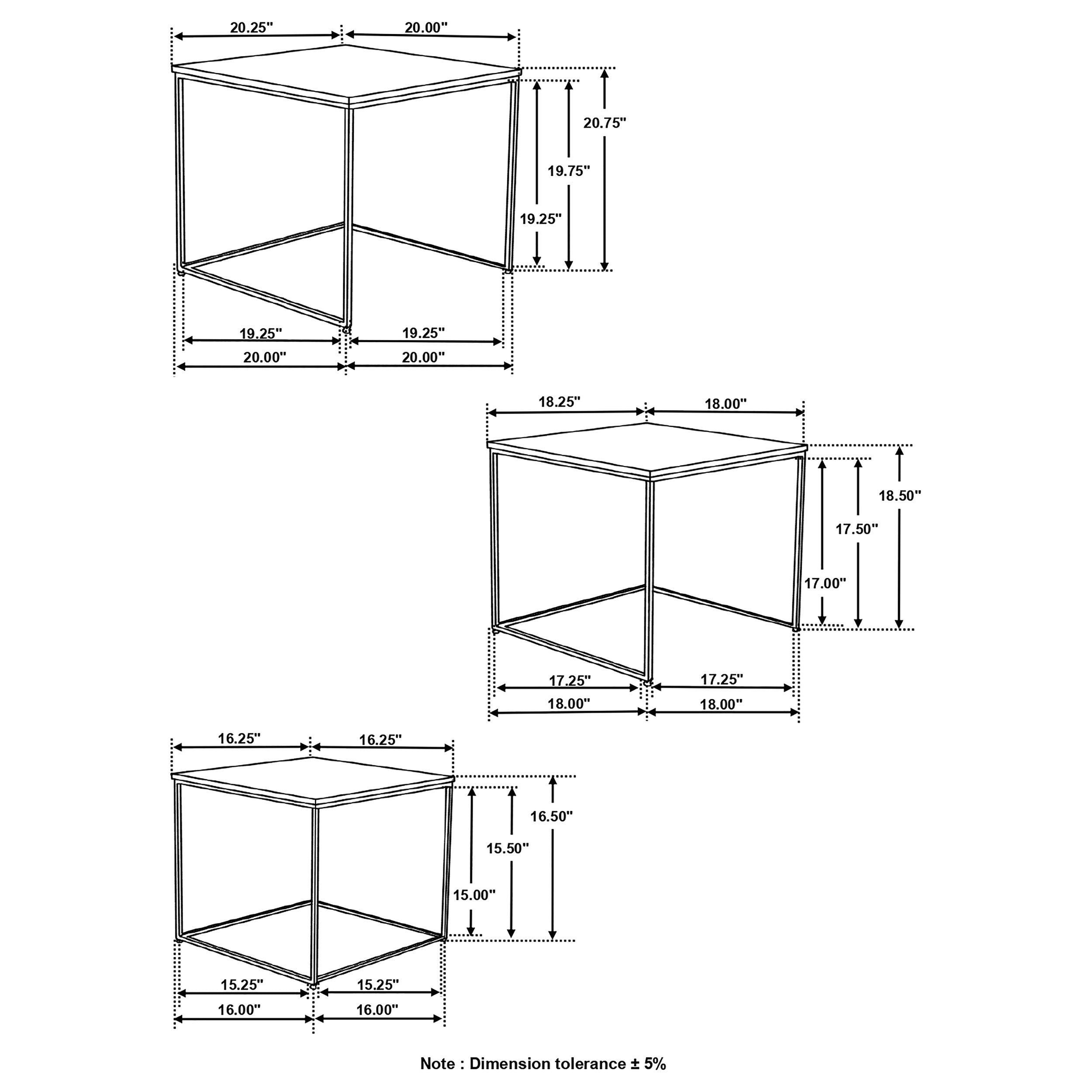 Belcourt Square Nesting Tables Natural and Black