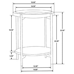 Adhvik Round End Side Table Marble Shelf Natural and Black